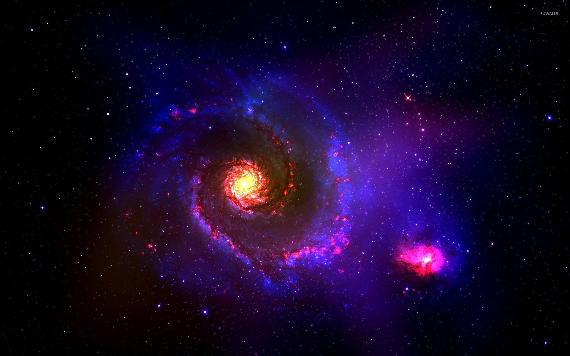 4k Resolution Red And Blue Galaxy Wallpaper Hd