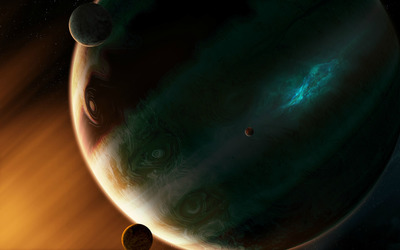Planet and its moons wallpaper