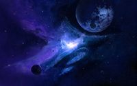 Planet in the blue galaxy wallpaper 2560x1600 jpg