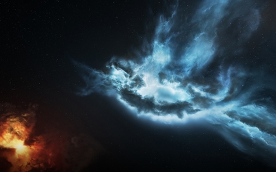 Red and blue nebulas Wallpaper