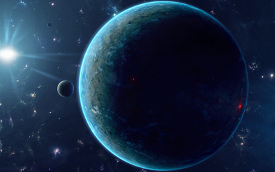 Red and blue planet Wallpaper