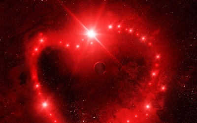 Red heart in space Wallpaper