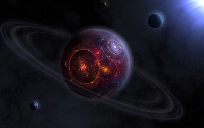 Rings around the fractal planet Wallpaper