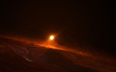 Space clouds by the sun wallpaper