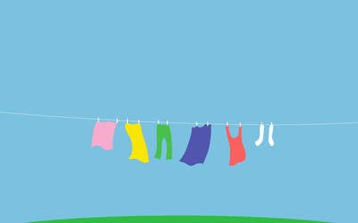 Clothing on a rope wallpaper