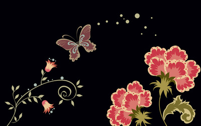 Flowers and butterfly wallpaper