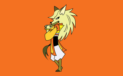 Fox lady with flute wallpaper
