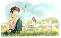 Girl listening to music wallpaper 1920x1200 jpg