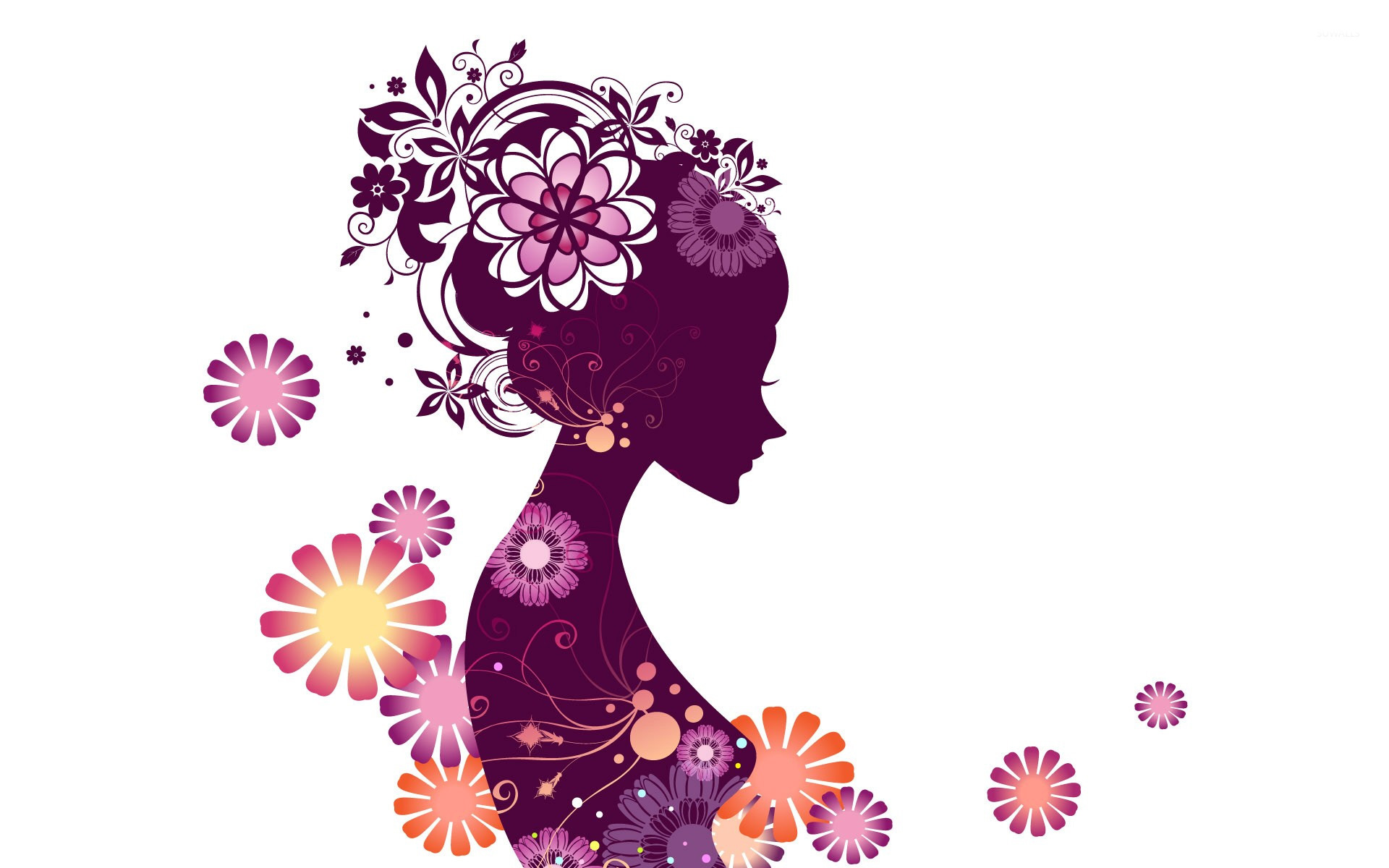 Download Girl with flowers wallpaper - Vector wallpapers - #12029