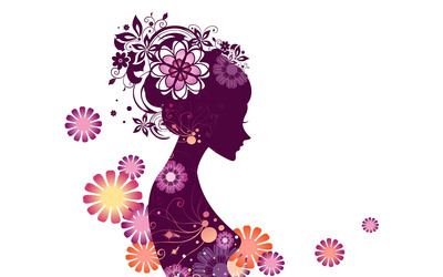 Girl with flowers wallpaper