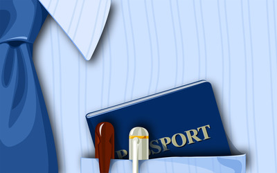 Passport and pencils in a poket wallpaper