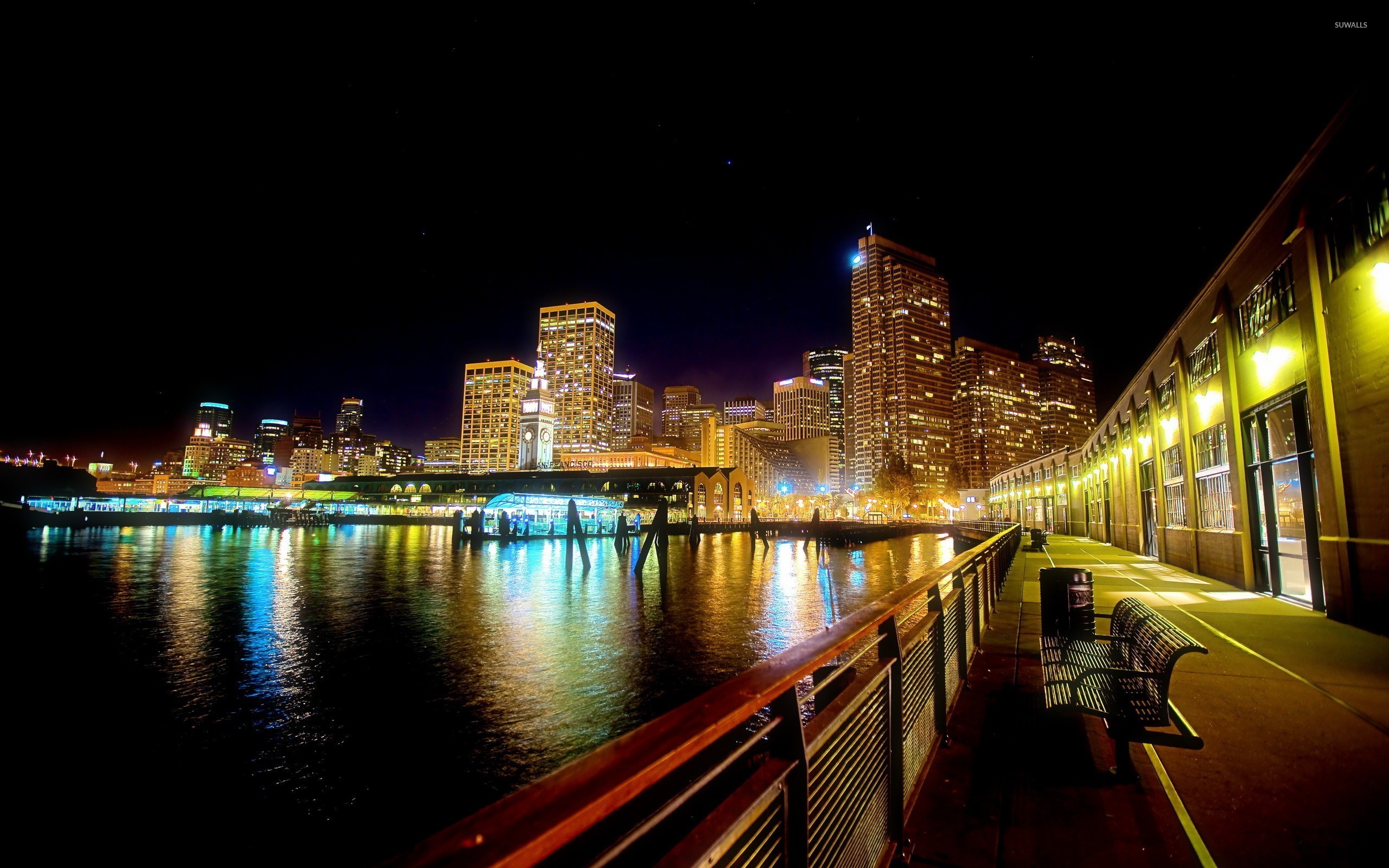 Beautiful Night By The City Lake Wallpaper - World Wallpapers - #44301