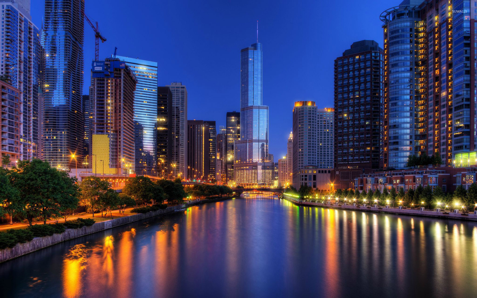 Chicago At Night Wallpaper World Wallpapers 28356
