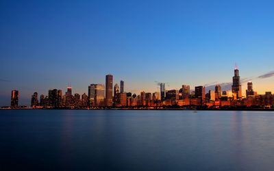 Chicago's skyscrapers at sunset Wallpaper