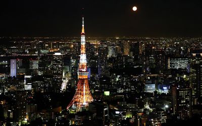 Full moon over Tokyo wallpaper