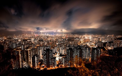 Hong Kong at night wallpaper