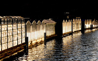 Lit fence surrounding the water wallpaper 1920x1080 jpg