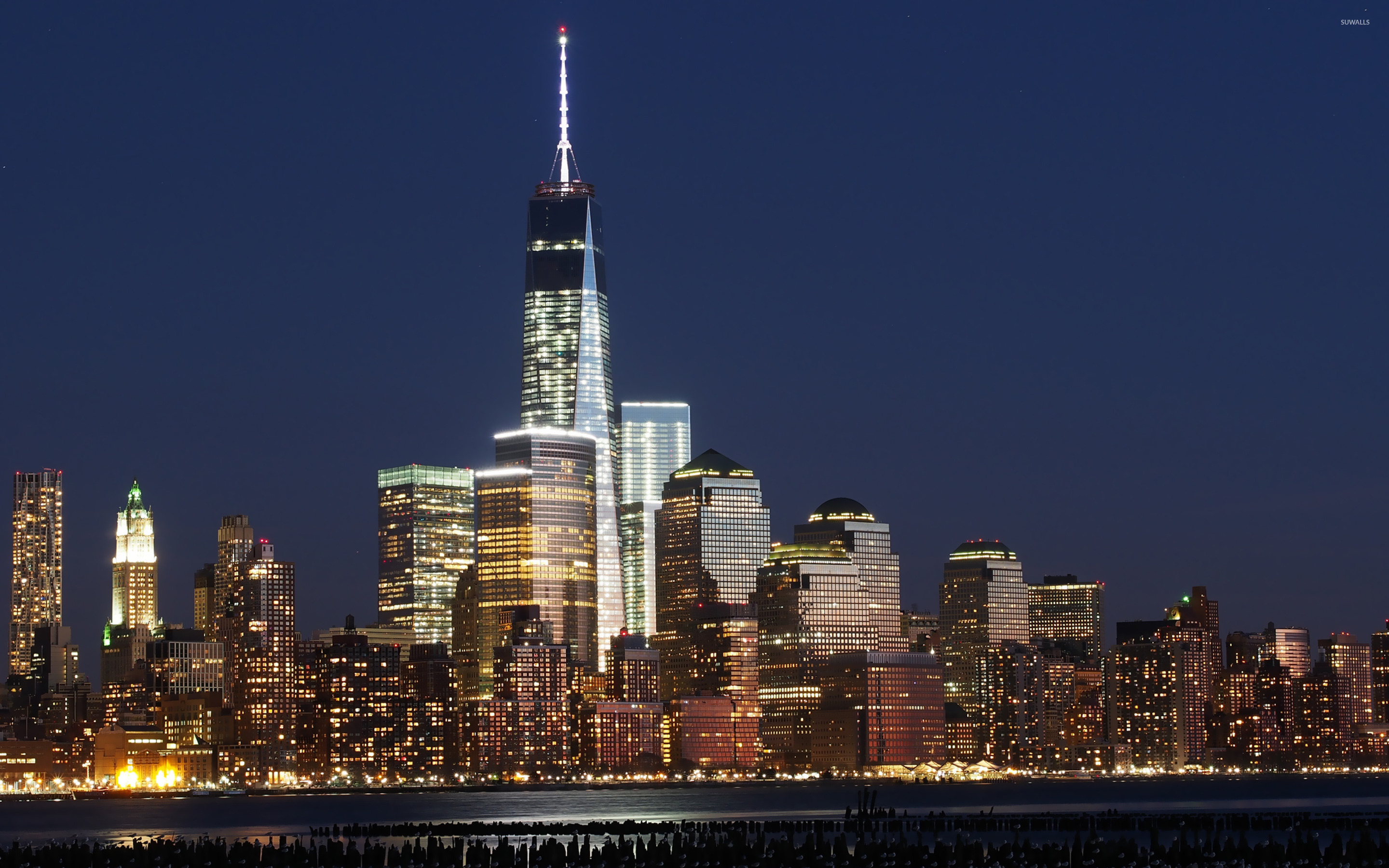 страны архитектура Манхэттен ночь США бесплатно