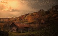 Old barn in autumn forest wallpaper 1920x1200 jpg