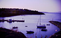 Purple sunset in Nea Fokaia bay wallpaper 3840x2160 jpg