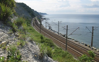 Railway on the ocean side Wallpaper
