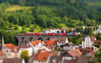 Red train on a stone bridge wallpaper 1920x1200 jpg