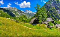 Small houses in the mountains wallpaper 1920x1200 jpg