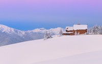 Wooden house on a snowy mountain wallpaper 1920x1080 jpg